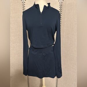 Navy Long Sleeve Top and Skirt Set
